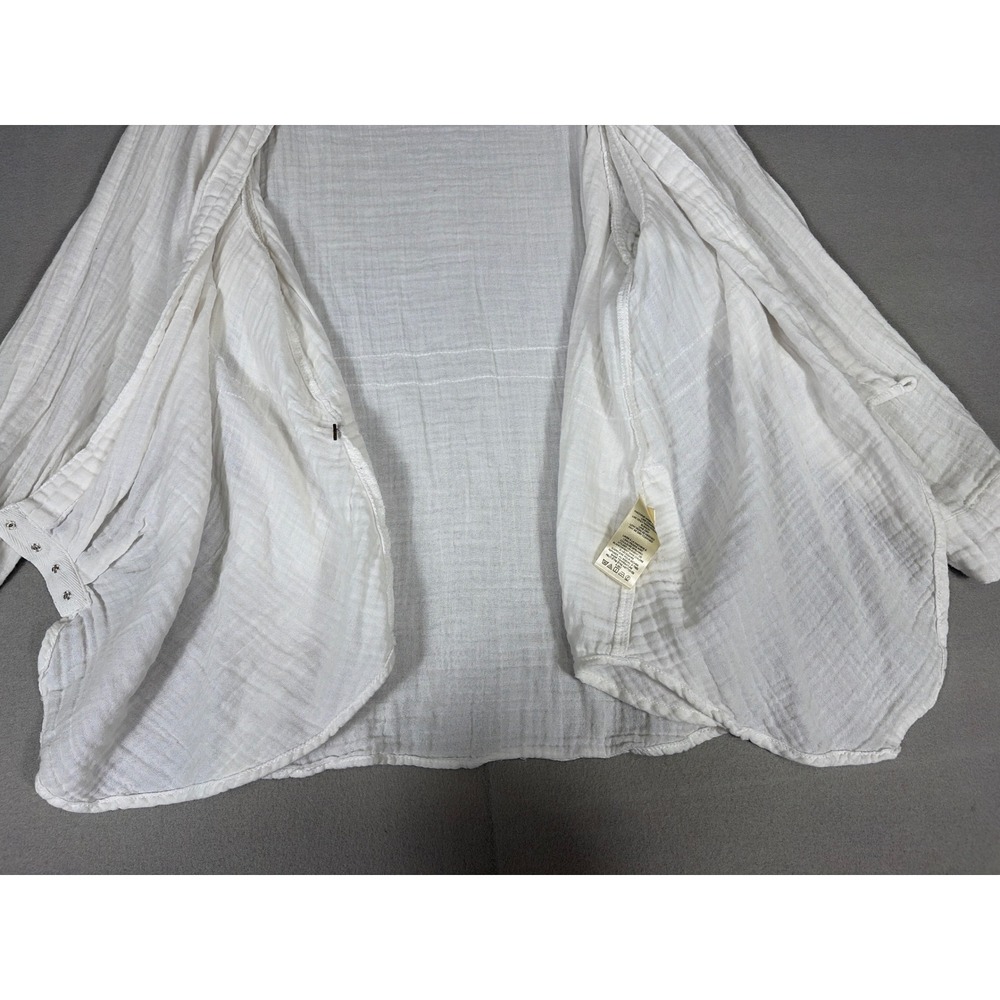 Free‎ People We The Free White Cotton Gauze Wrap Blouse Snap Cuff Top Small